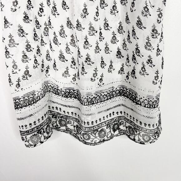 Express Printed Flowy Strappy Crossback Tank Top Medium M White Black Sheer - Picture 7 of 10